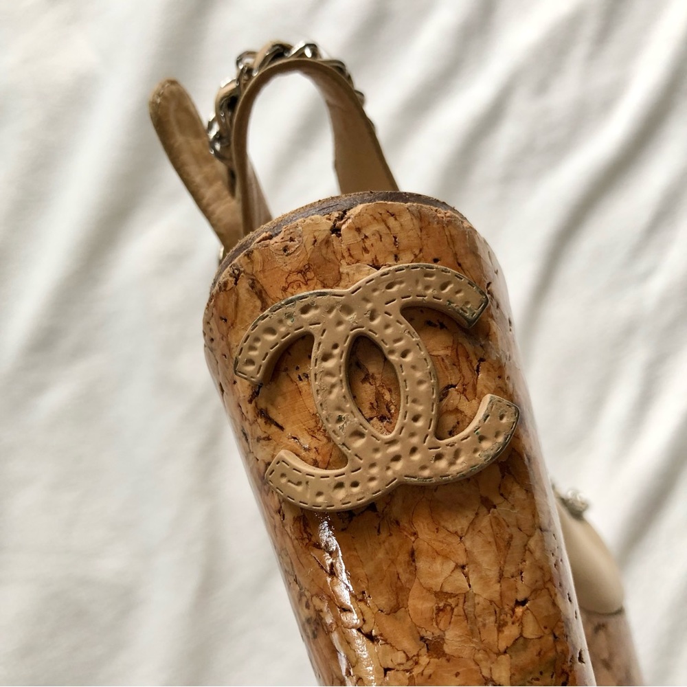 Chanel Chain Link CC Cork & Leather Wedges EU36 - Picture 12 of 16